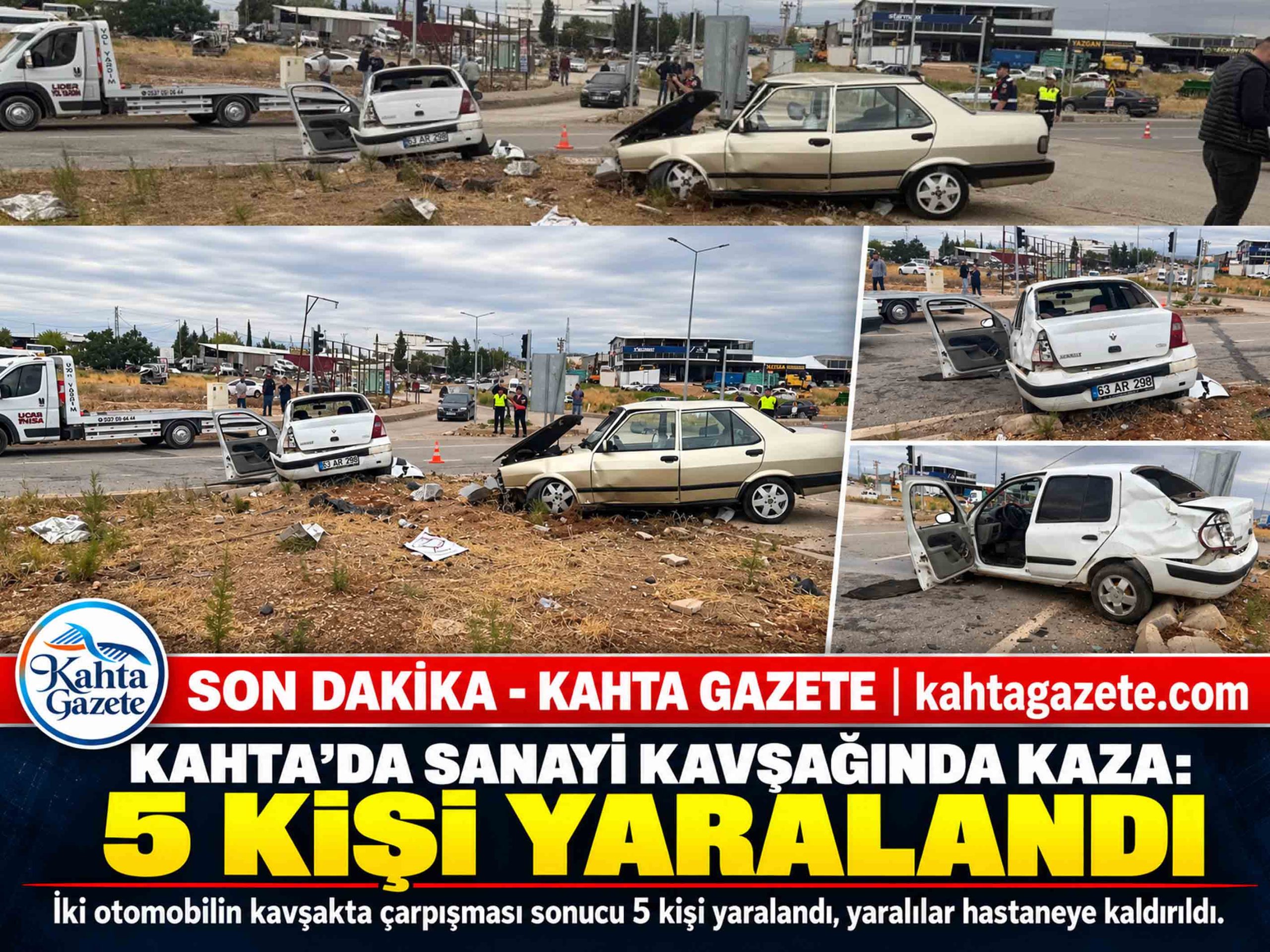 Kahta’da Sanayi Kavşağında Kaza: 5 Kişi Yaralandı